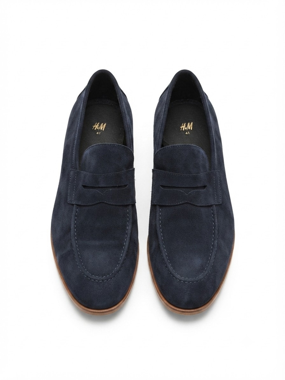 H&M Navy Blue Suede Penny Loafers Size 8.5/EUR 41